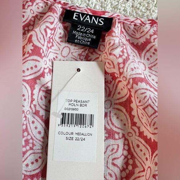 Evans Top Womens Plus Size 22/24 peasant Medallion Border Boho Tunic Tassels New - Picture 6 of 14